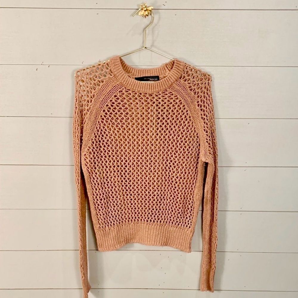 360 Sweater Italian yarn dusty rose loose knit linen silk blend medium